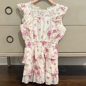 LoveShackFancy Decker Floral Lace Kids Dress - White and Pink